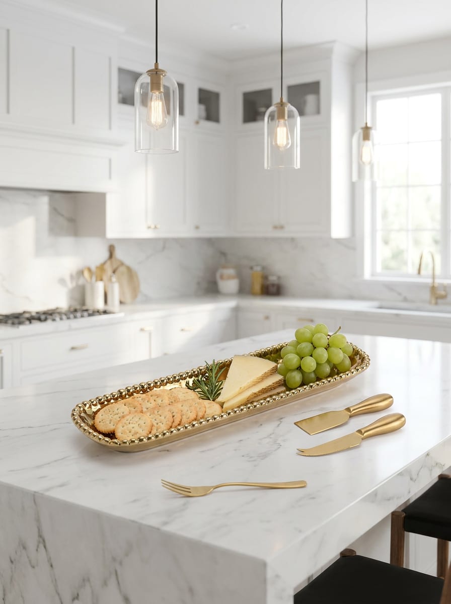 Eva Gold Beaded Cracker Tray — Luxury Serveware