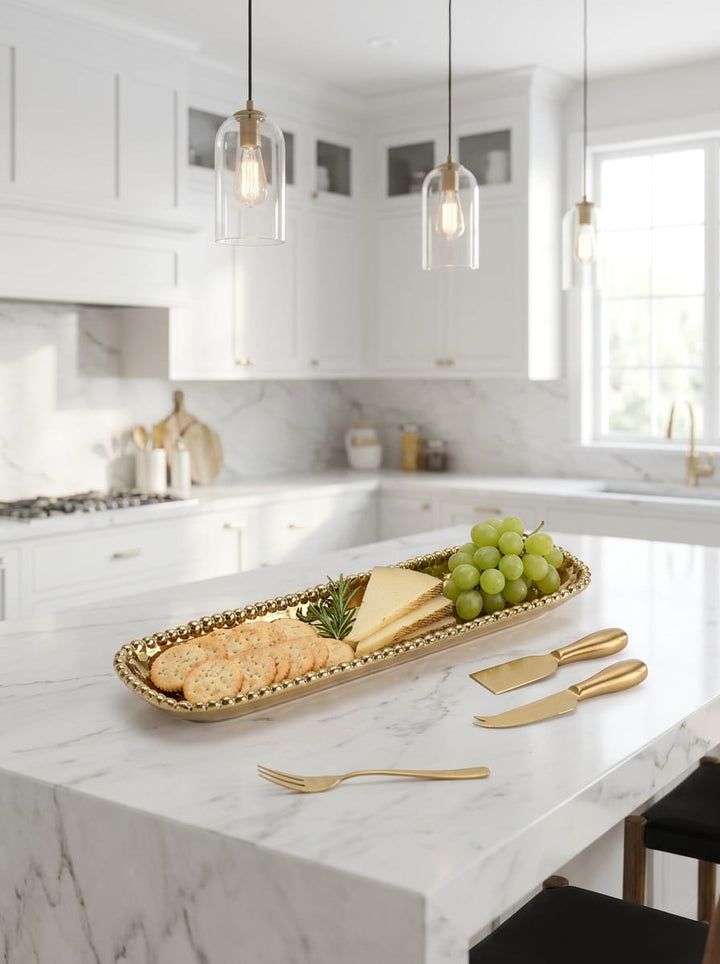 Eva Gold Beaded Cracker Tray — Luxury Serveware