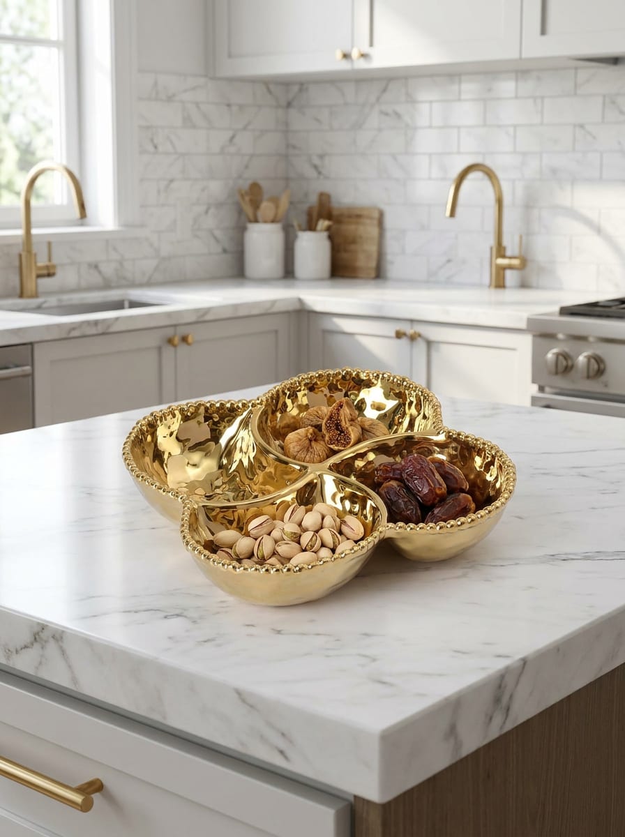 Eva Gold Beaded Four Sectional Bowl