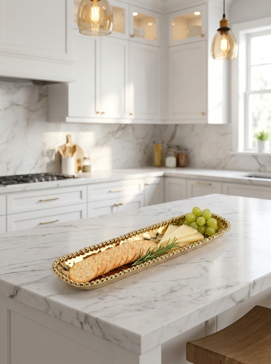 Eva Gold Beaded Cracker Tray — Luxury Serveware