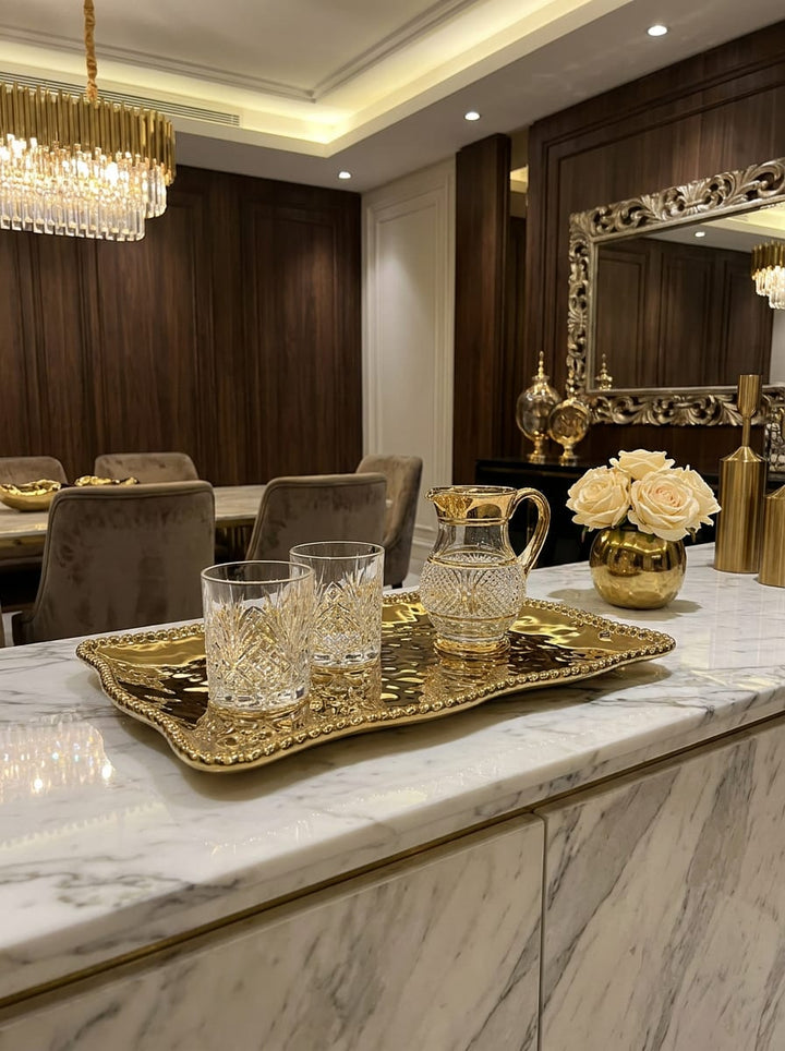 Eva Gold Beaded Decorative Platter — Premium Entertaining