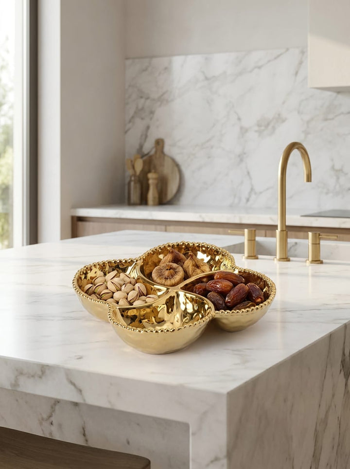 Eva Gold Beaded Four Sectional Bowl