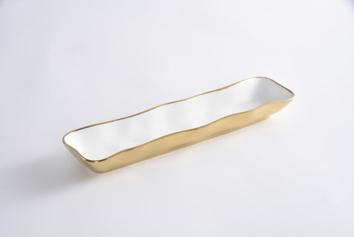 Moonlight White and Gold Cracker Tray