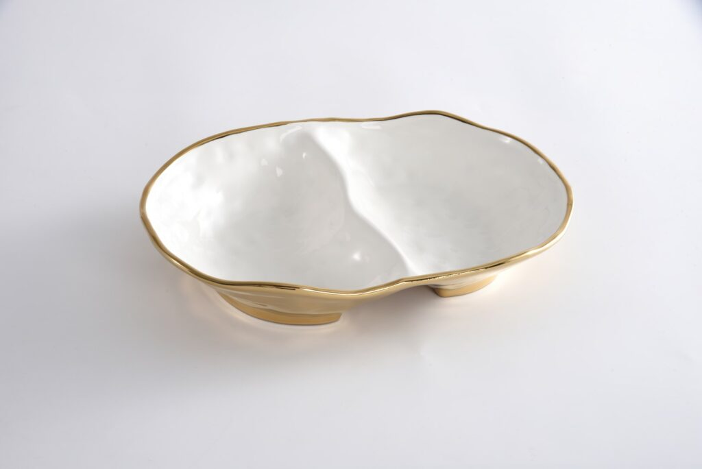 Moonlight White and Gold Two Sectional Server