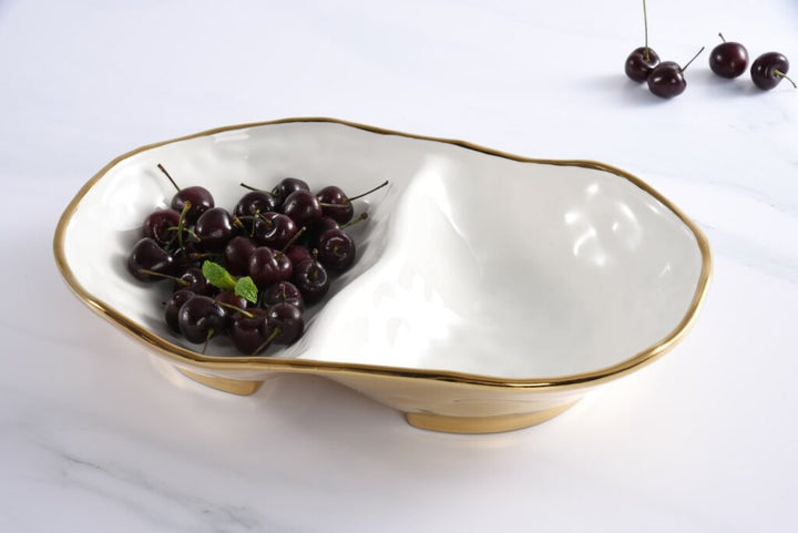 Moonlight White and Gold Two Sectional Server