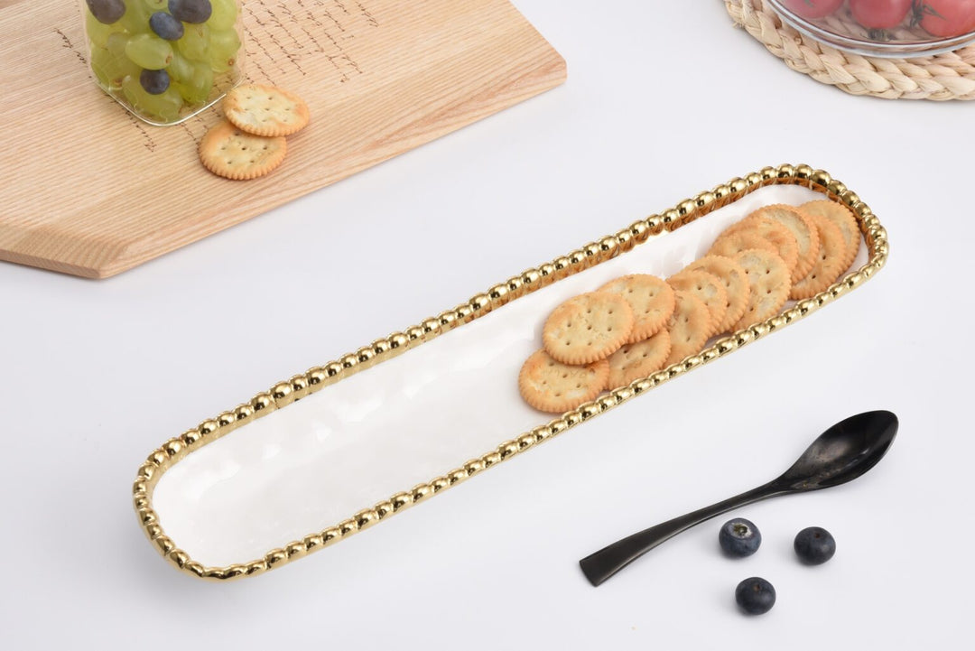 Sienna White and Gold Cracker Tray