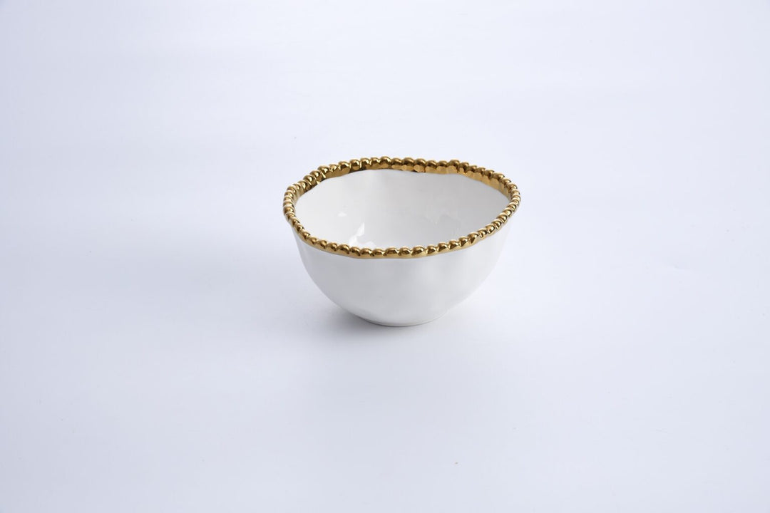 Sienna White and Gold Small Bowl