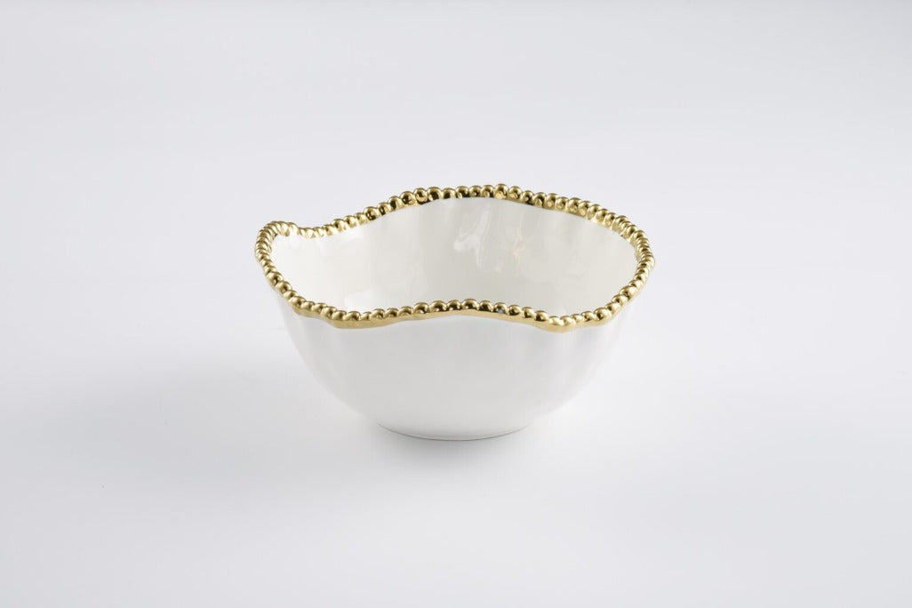 Sienna White and Gold Medium Salad Bowl