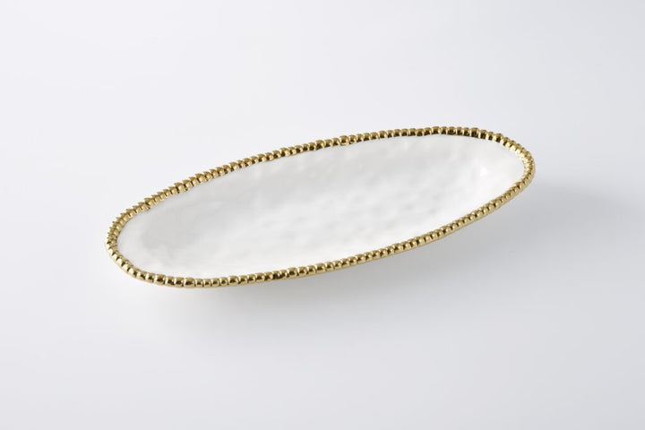 Sienna White and Gold Oval Server