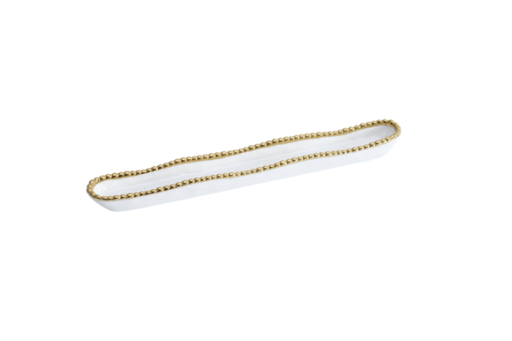 Sienna White and Gold Olive Serving Dish