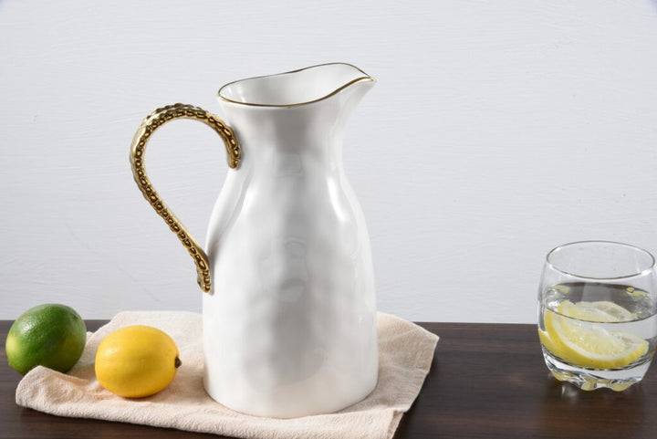 Sienna White and Gold Pitcher
