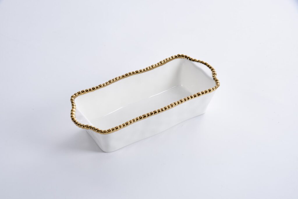 Sienna White and Gold Loaf Baking Dish