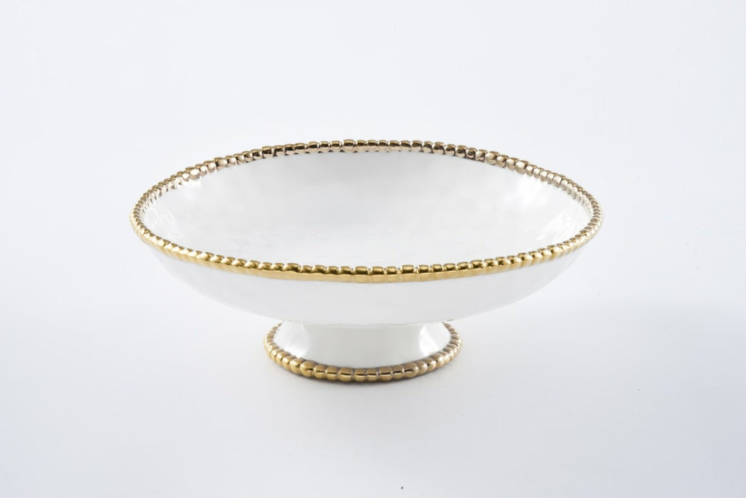 Sienna White and Gold Footed Bowl