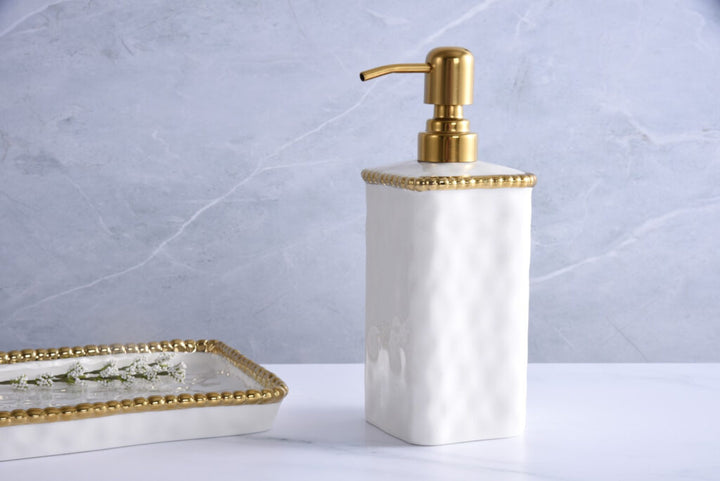 Sienna White and Gold Soap Dispenser