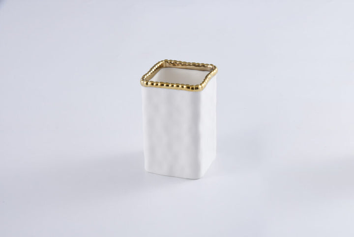 Sienna White and Gold Toothbrush Holder