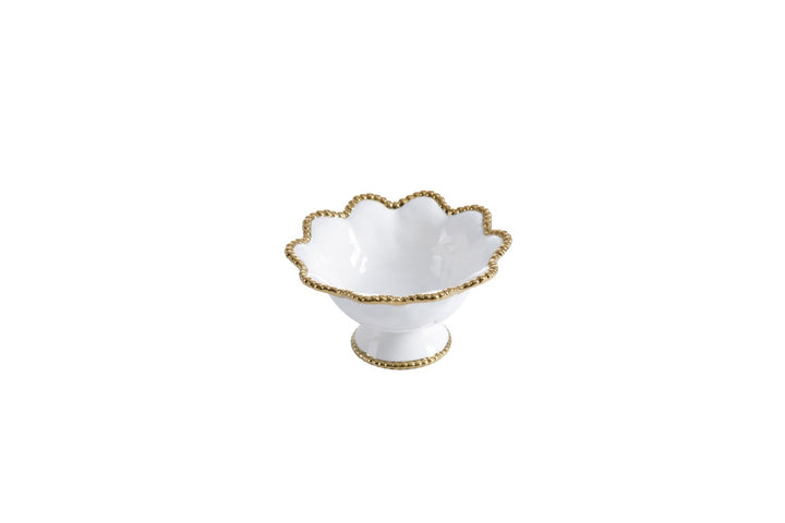 Sienna White and Gold Wavy Bowl